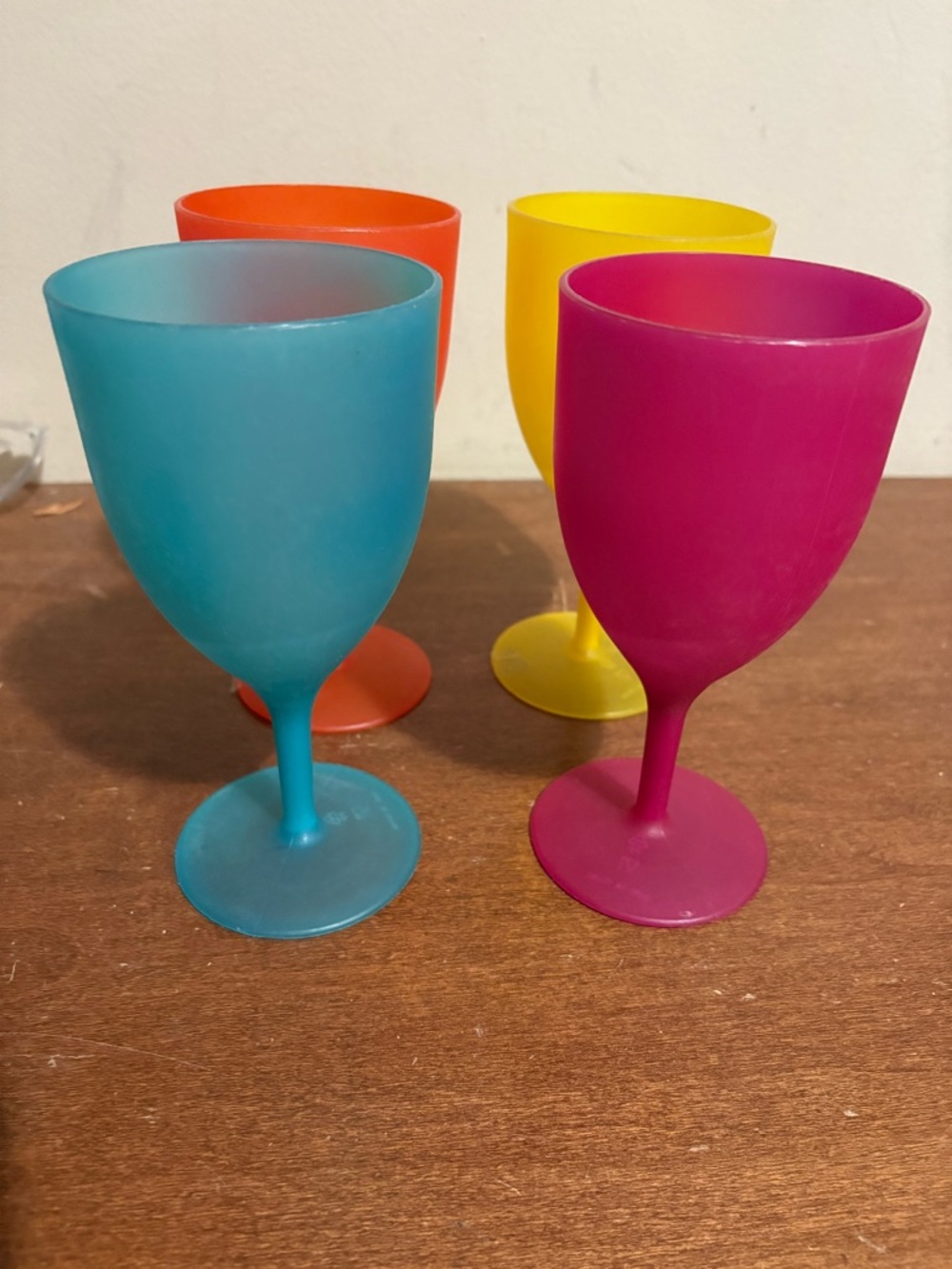 Target Multicolor Plastic Wine Goblets — Blue, Pink, Orange, Yellow